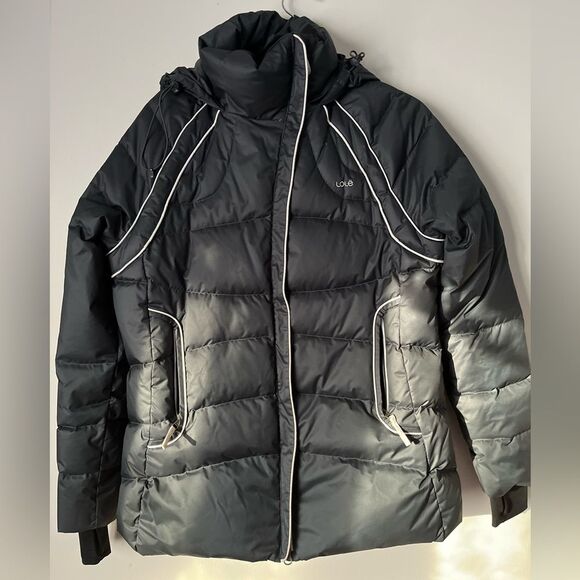 Lole Live Out Loud Every Day black hooded puffer jacket, NWOT, excellent shape,L - Picture 1 of 16